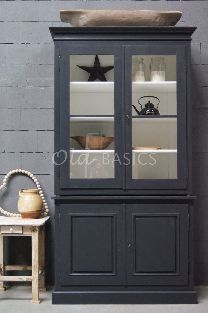 Detail van Schoolkast, 2 deuren, RAL7021, zwart, grijs, materiaal hout